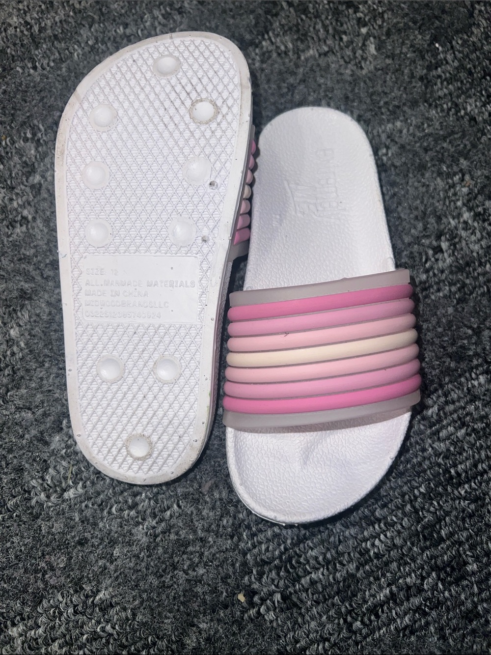 White Slide Sandals with Pink Gradient Straps